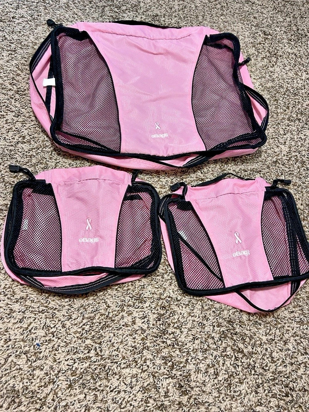Bagsmart Pink & Black Travel Organizer Bag Set